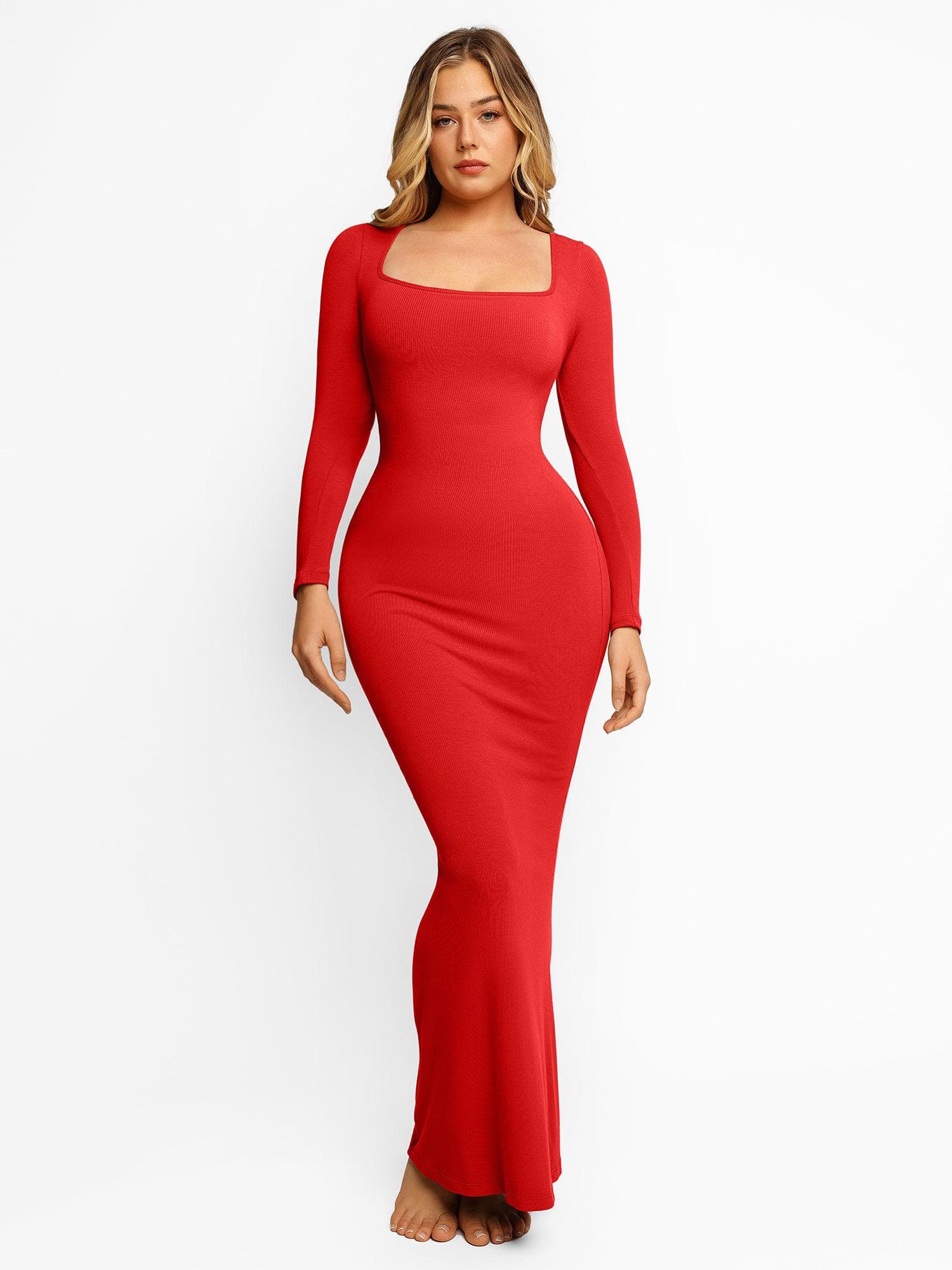 Nuvérra – Sculpted knit – Long sleeve maxi dress-15148419219840-Santi Vento Atelier