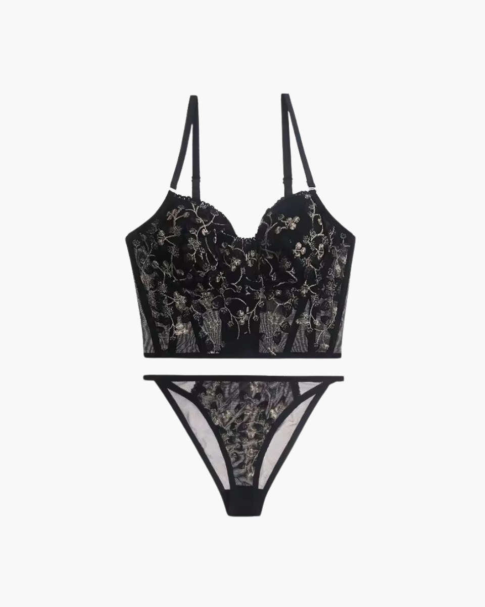 Olivine – Floral corset – Lingerie set-15138004926848-Santi Vento Atelier