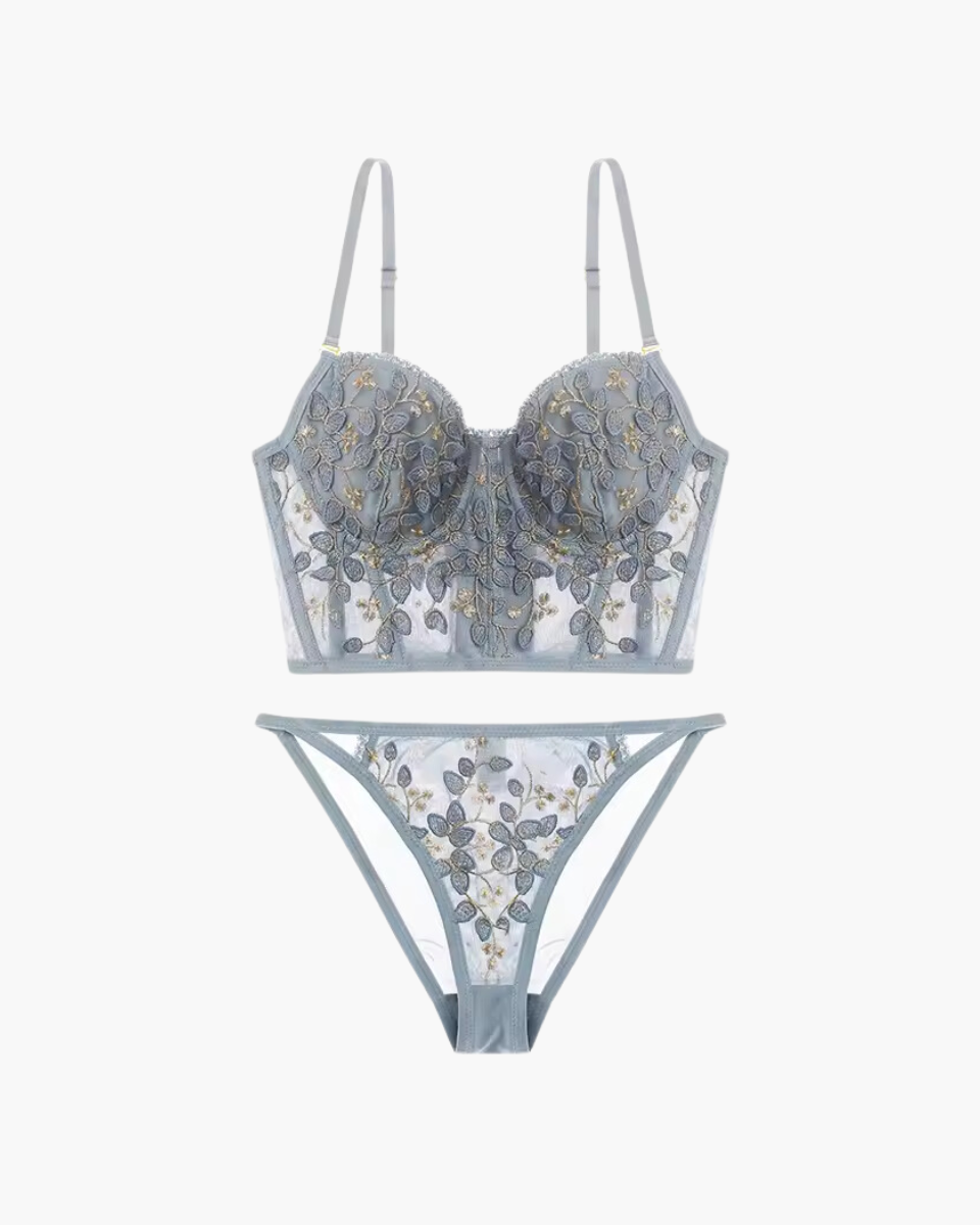 Olivine – Floral corset – Lingerie set-15138004926848-Santi Vento Atelier