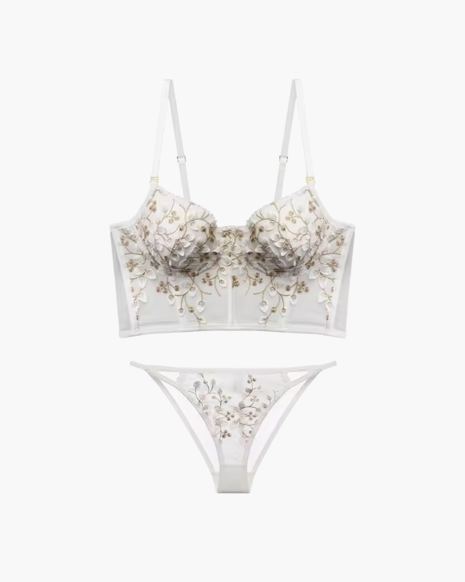 Olivine – Floral corset – Lingerie set-15138004926848-Santi Vento Atelier