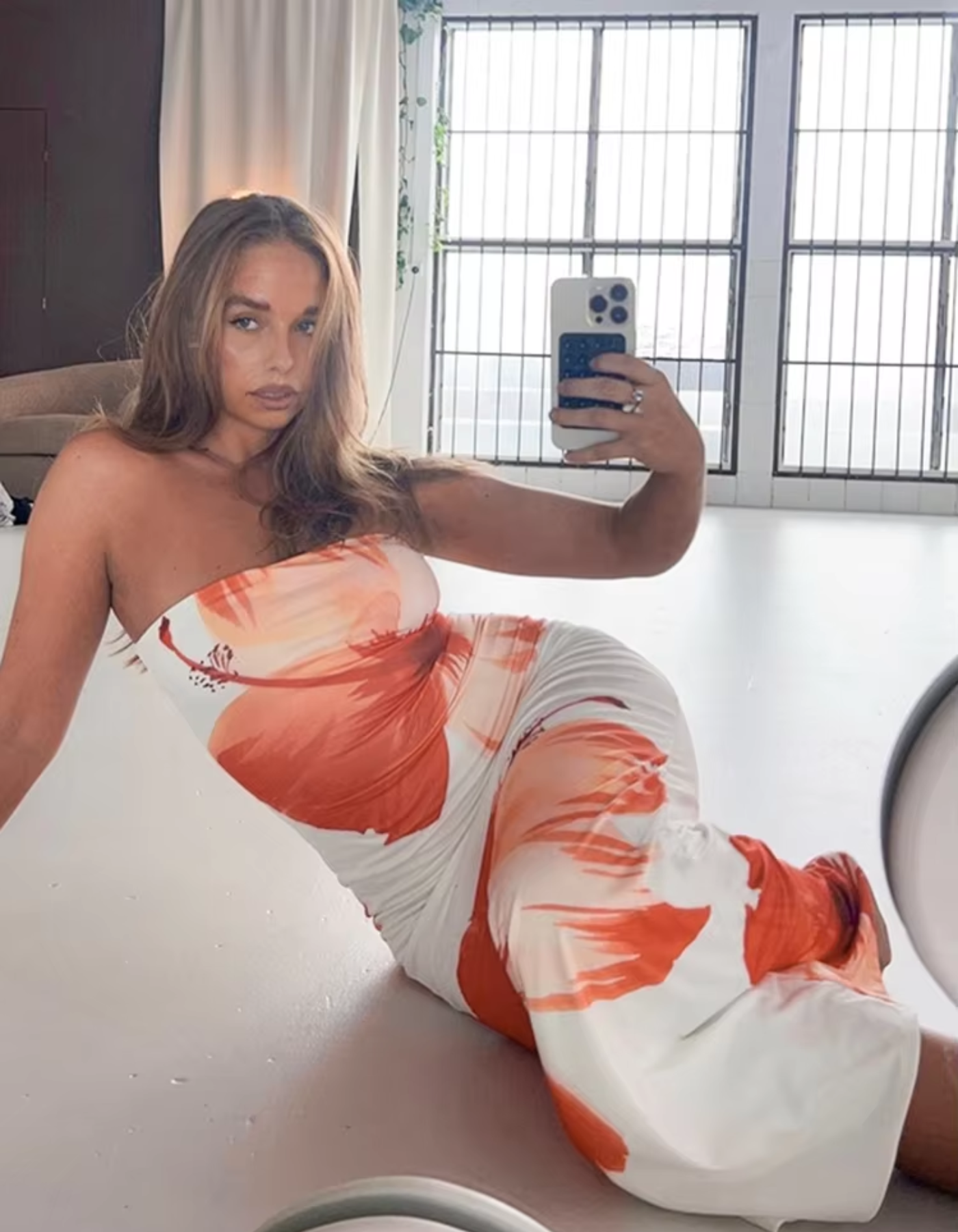 Oristella – Bold floral silhouette – Strapless maxi dress-15148418171264-Santi Vento Atelier