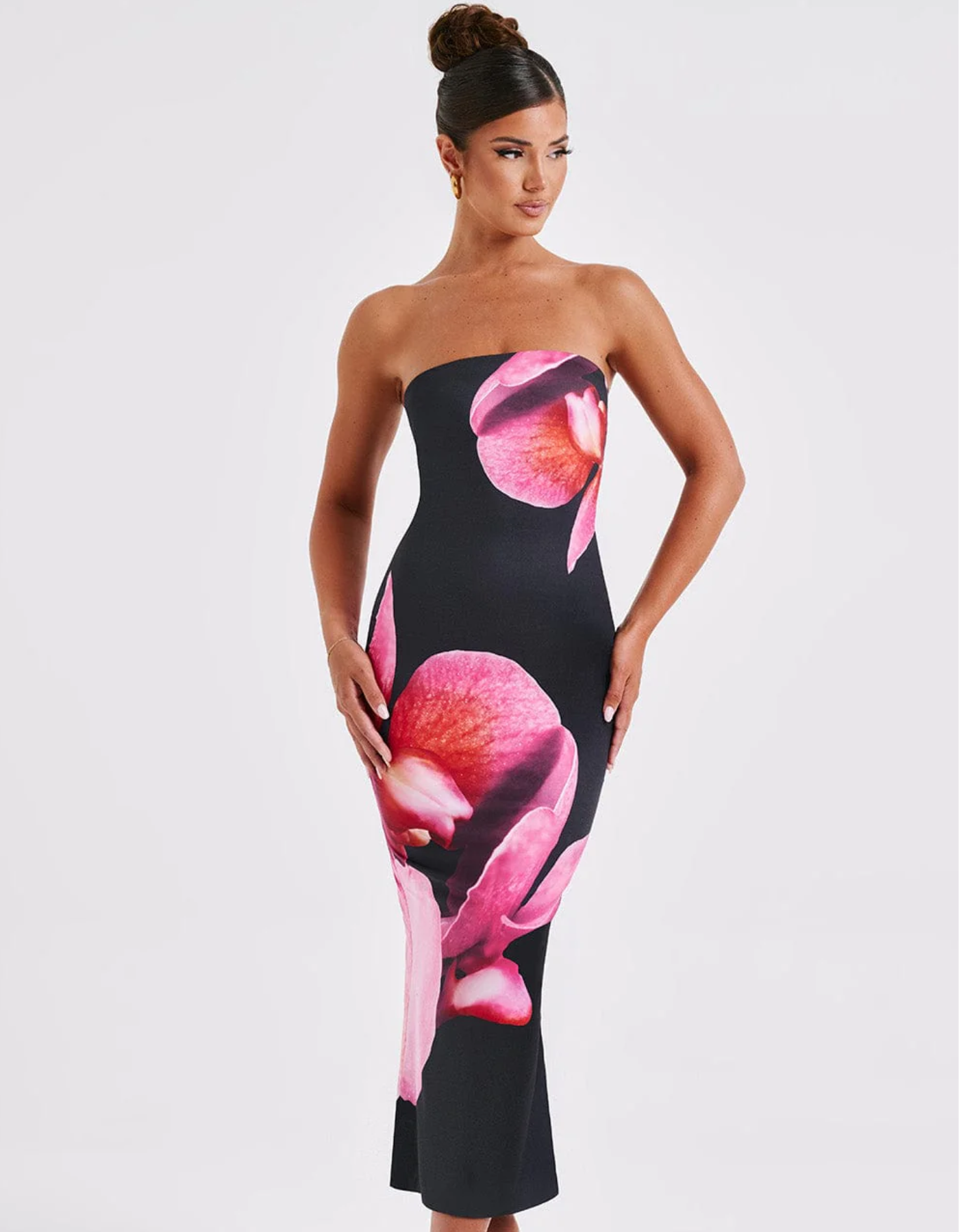 Oristella – Bold floral silhouette – Strapless maxi dress-15148418171264-Santi Vento Atelier