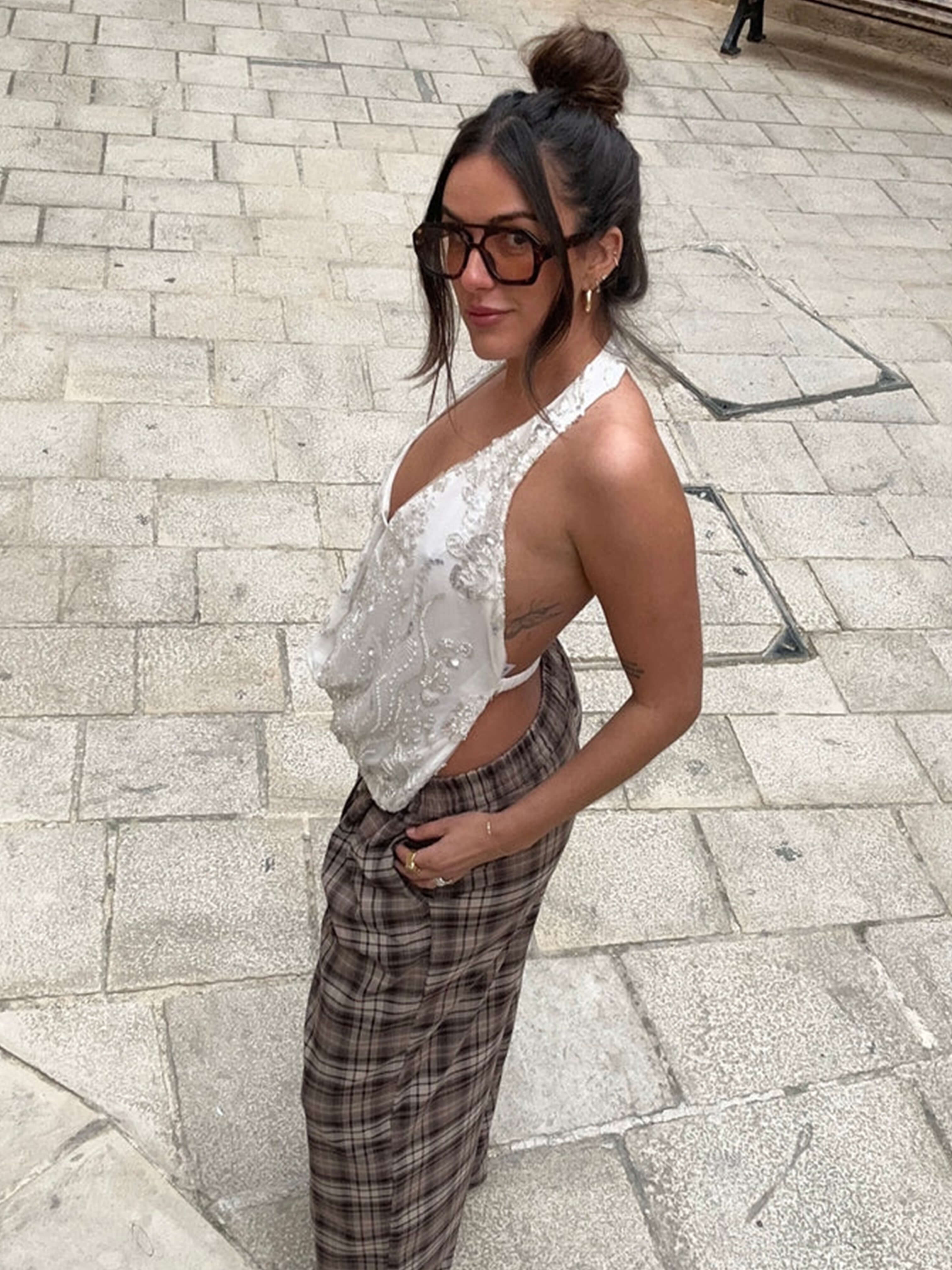 Orliana – Beaded floral detail – Halter embellished top-15157948514688-Santi Vento Atelier