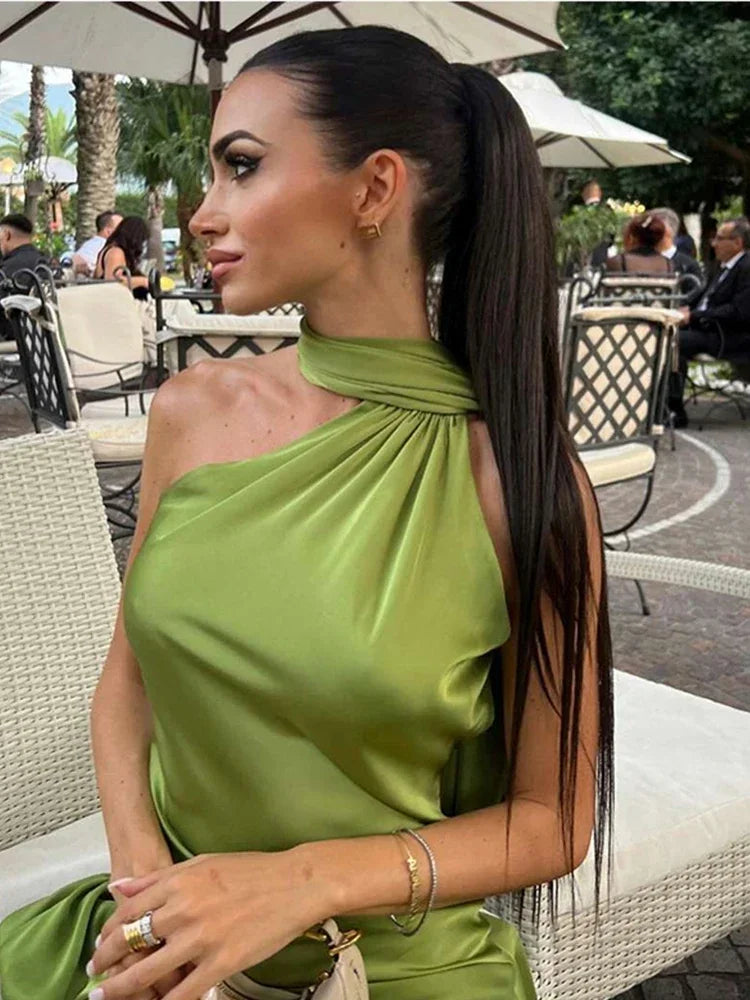 Orlianne – Satin drape – One shoulder mermaid gown-15151290843520-Santi Vento Atelier