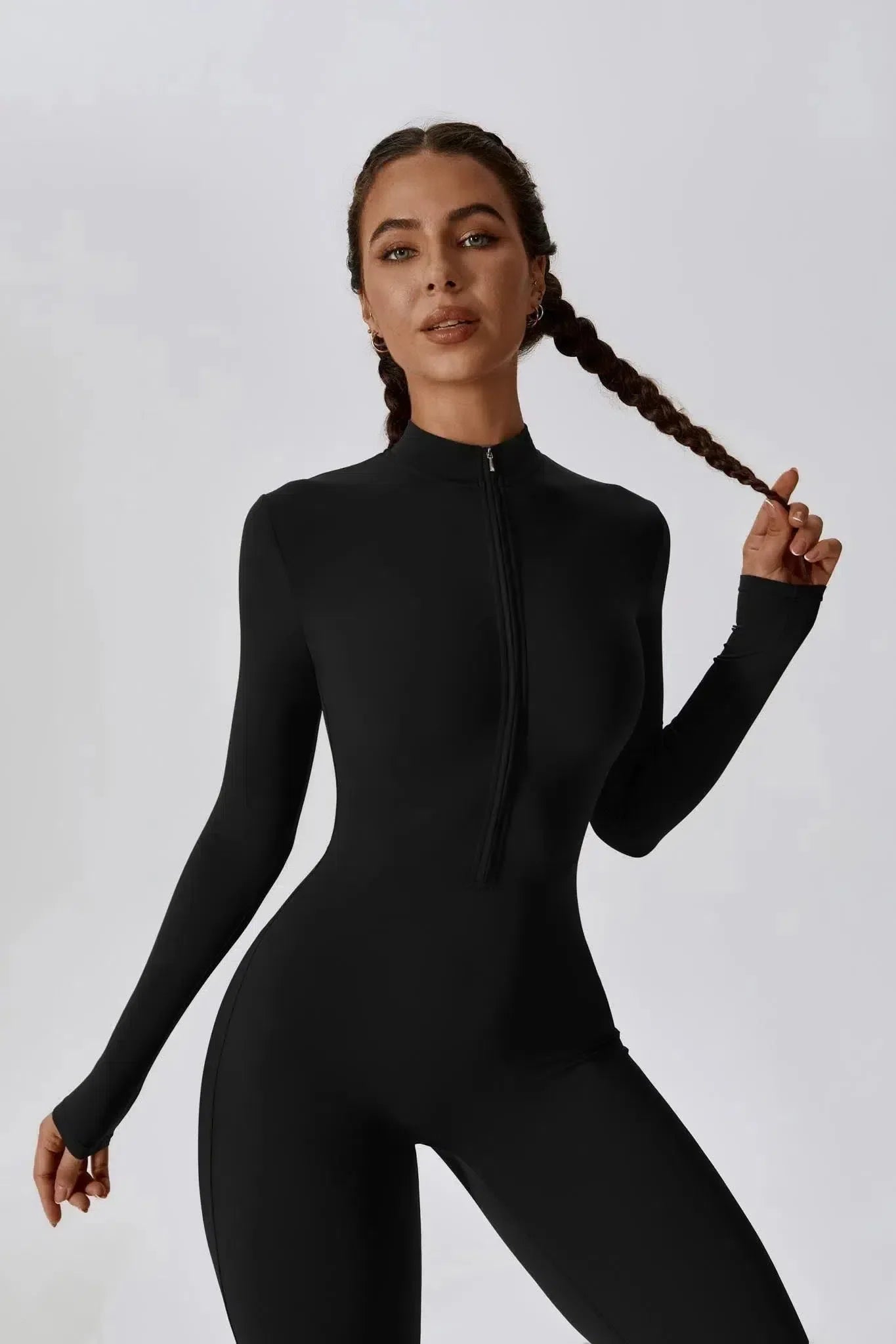 Paola – High-neck zip – Long-sleeve jumpsuit-15137996931456-Santi Vento Atelier