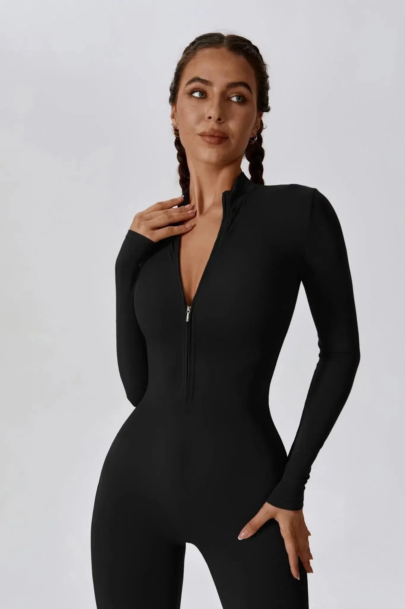 Paola – High-neck zip – Long-sleeve jumpsuit-15137996931456-Santi Vento Atelier