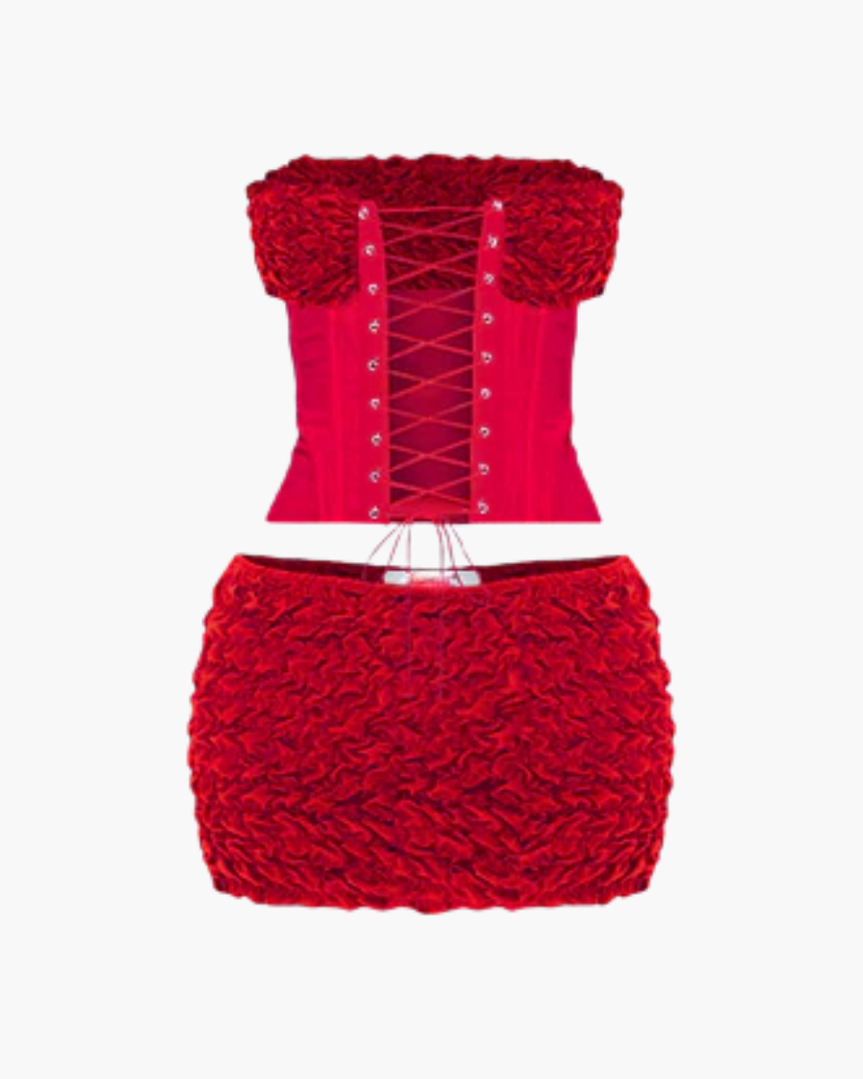 Pervenche – Structured boning – Lace-up two-piece set-15140856824192-Santi Vento Atelier