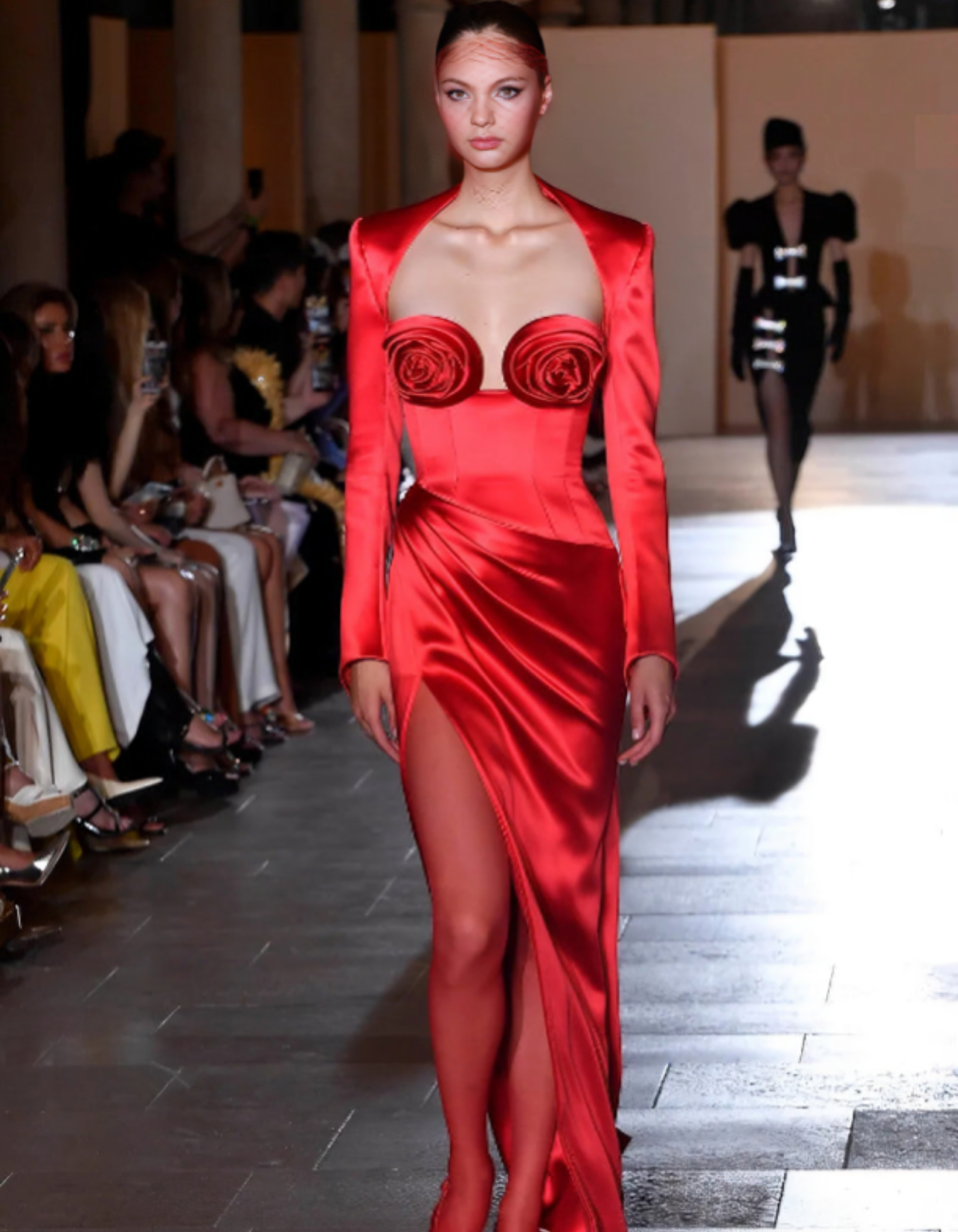 Rosavina – Sculpted rose detail – Satin evening gown-15155706790272-Santi Vento Atelier