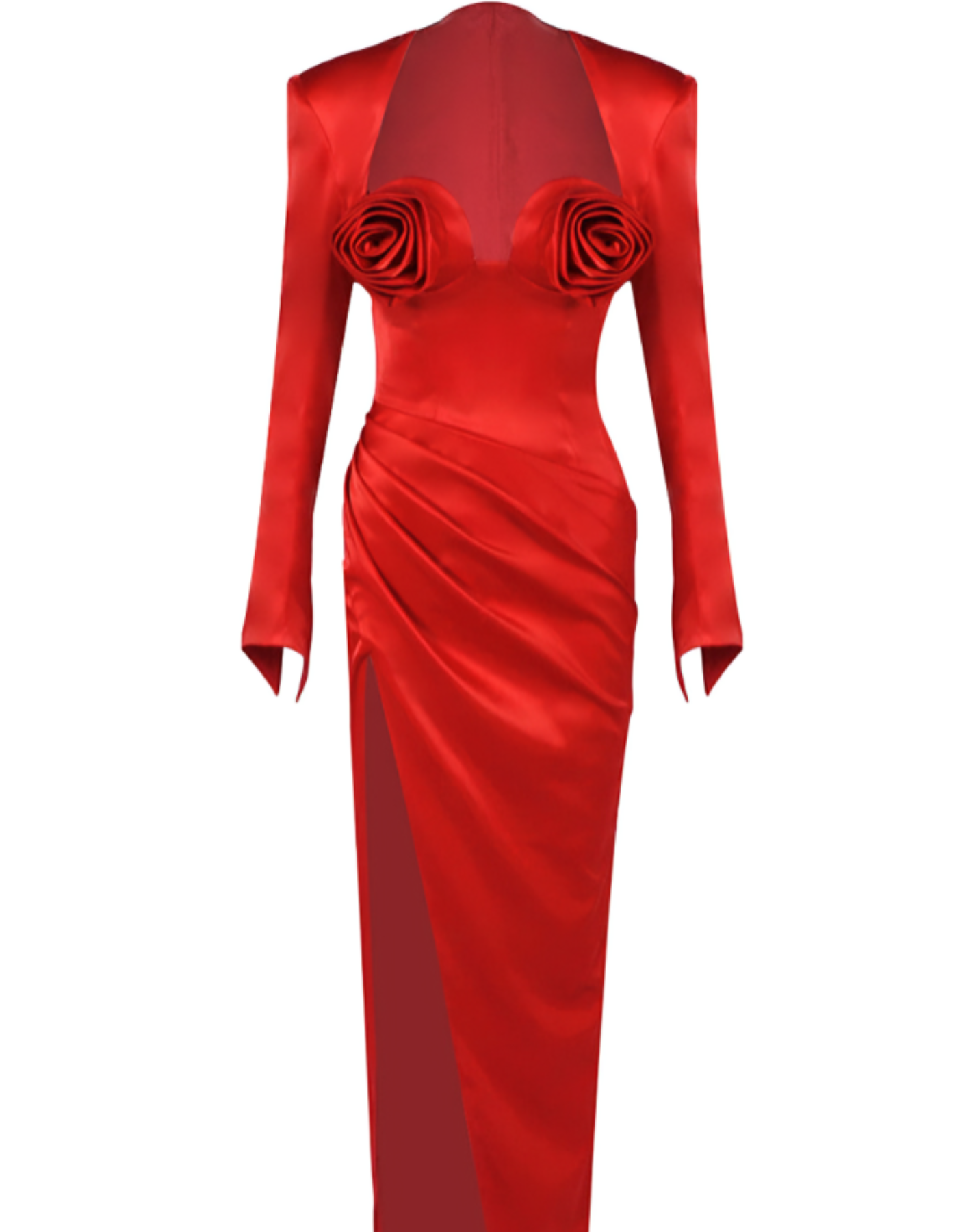 Rosavina – Sculpted rose detail – Satin evening gown-15155706790272-Santi Vento Atelier