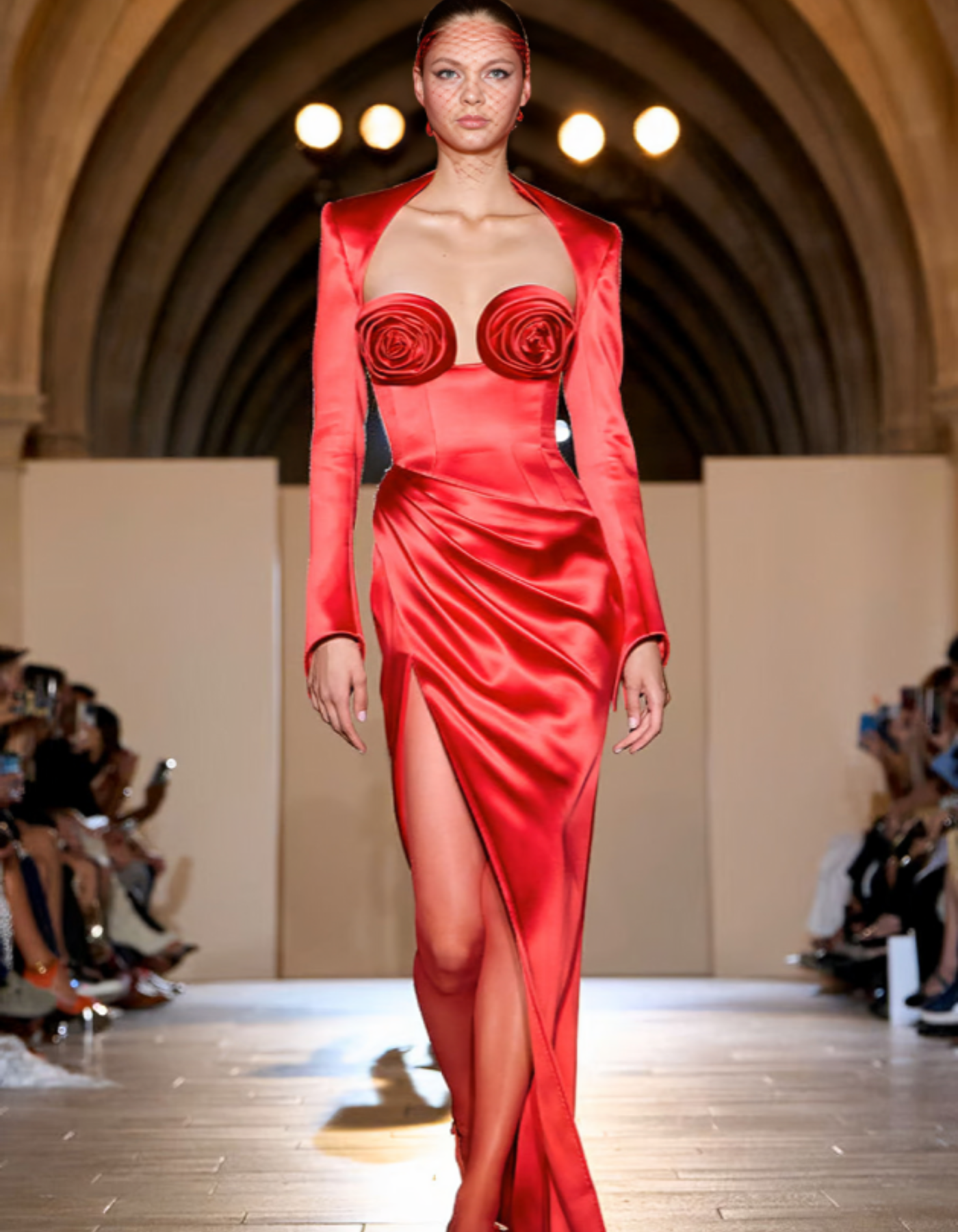 Rosavina – Sculpted rose detail – Satin evening gown-15155706790272-Santi Vento Atelier