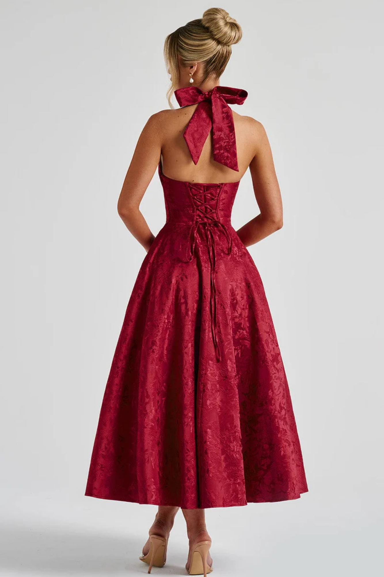 Roseliane – Bow halterneck – Midi evening dress-15162786185600-Santi Vento Atelier