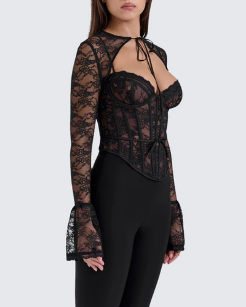 Saffira – Romantic lace – Long-sleeve corset top-15140897915264-Santi Vento Atelier