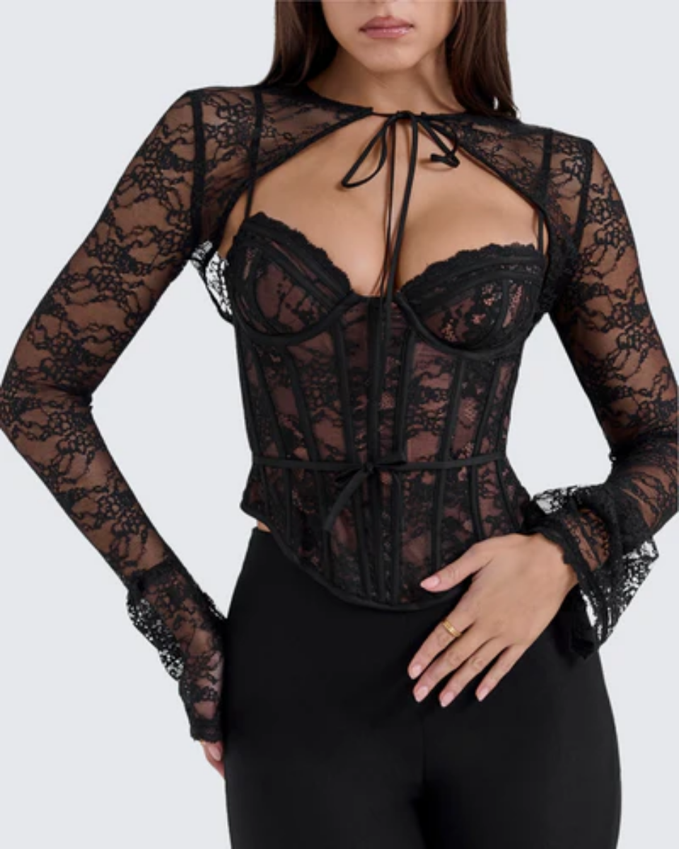 Saffira – Romantic lace – Long-sleeve corset top-15140897915264-Santi Vento Atelier