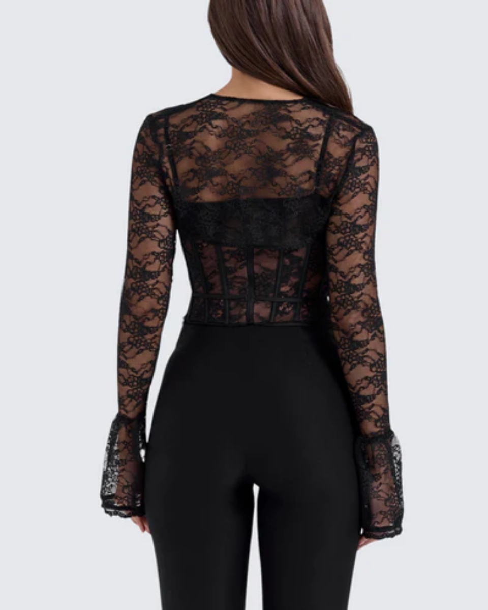 Saffira – Romantic lace – Long-sleeve corset top-15140897915264-Santi Vento Atelier