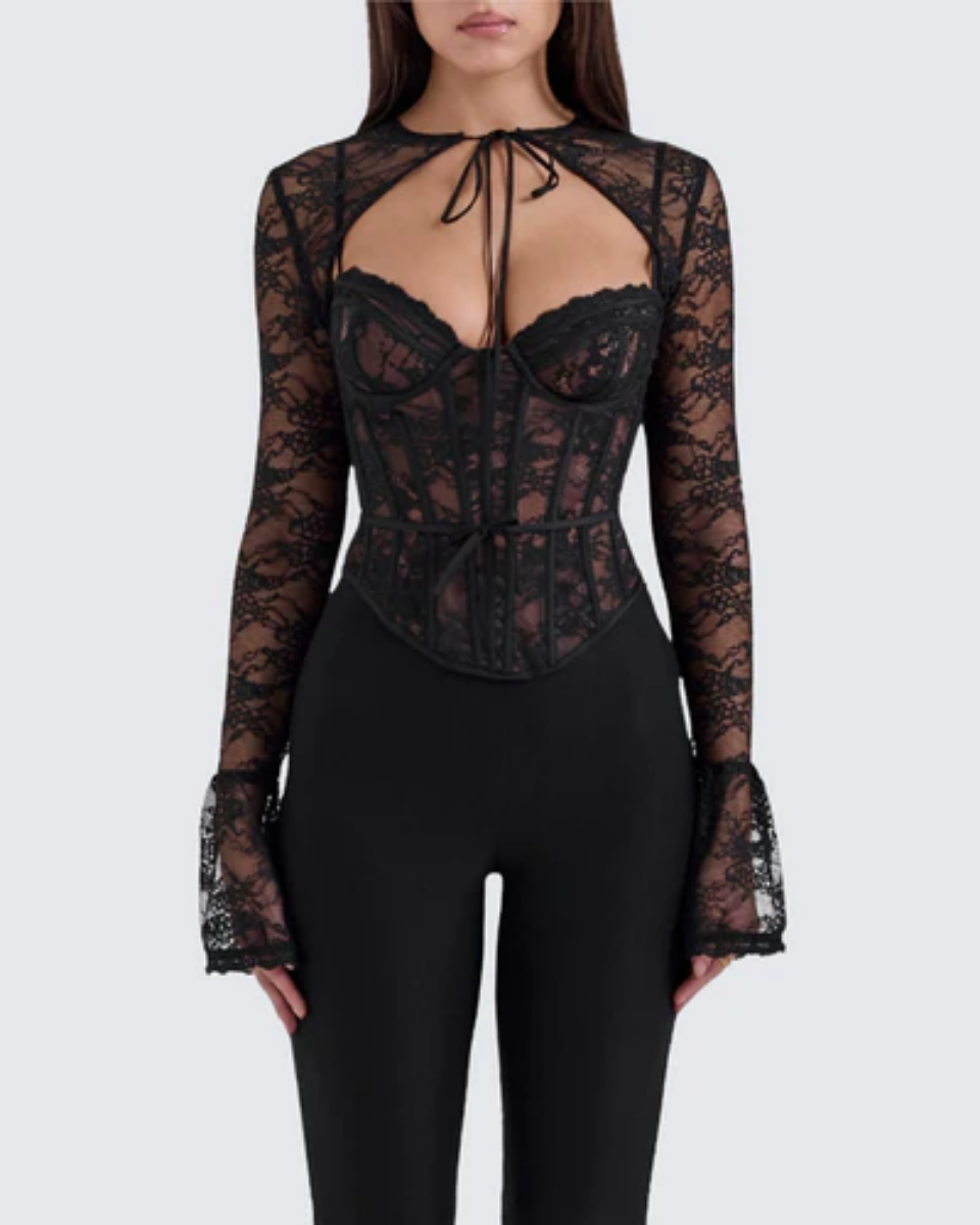 Saffira – Romantic lace – Long-sleeve corset top-15140897915264-Santi Vento Atelier