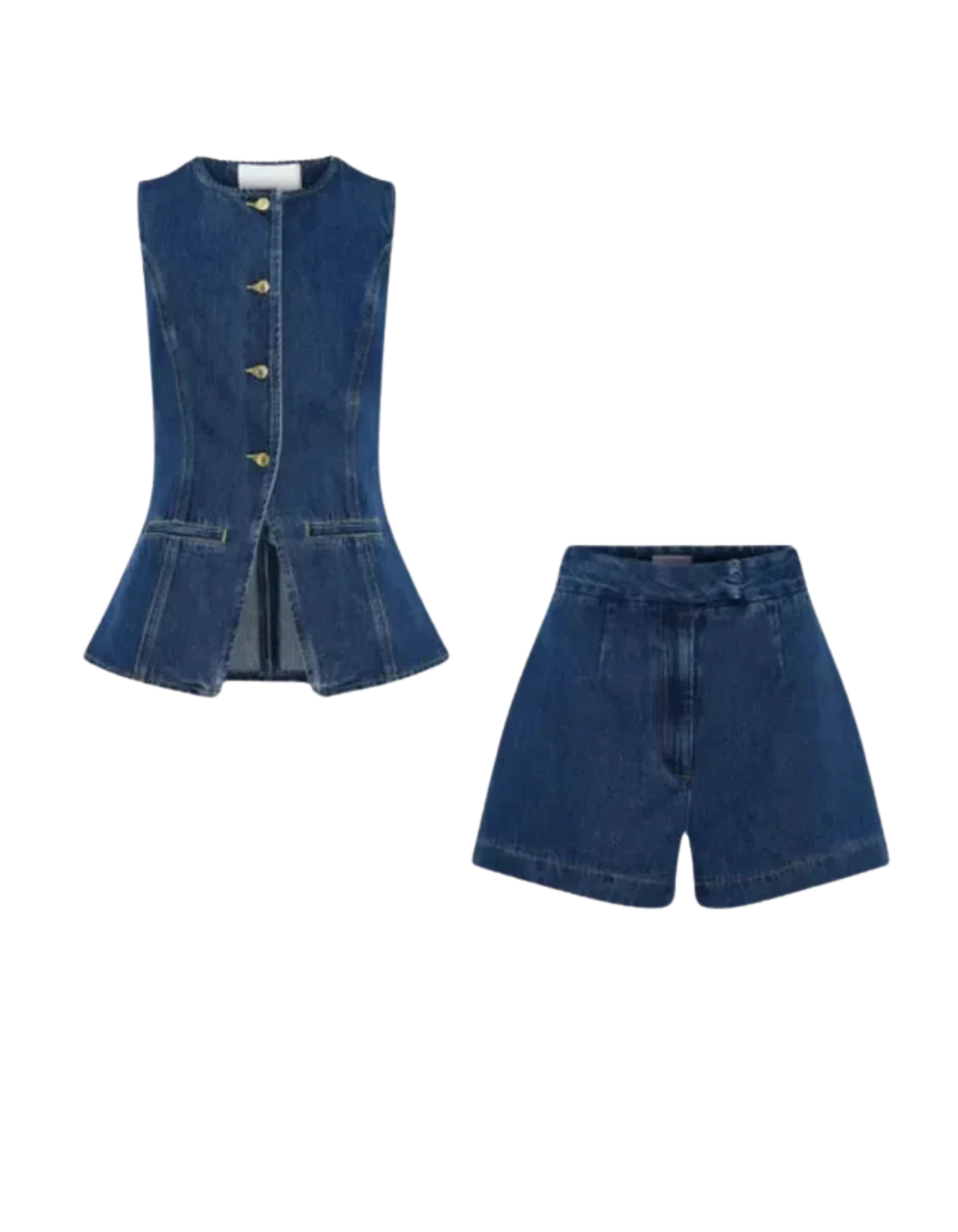 Savona – Longline sleeveless design – Denim vest set-15140856365440-Santi Vento Atelier