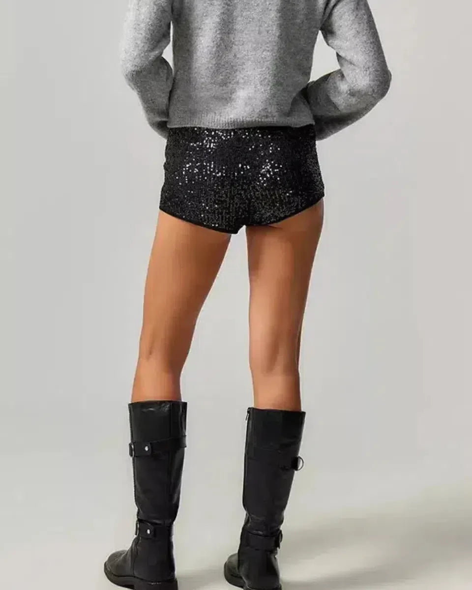 Selora – Sequin details – Velvet party shorts-15140932977024-Santi Vento Atelier