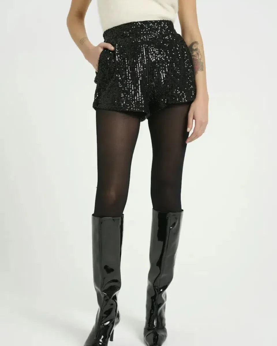 Selora – Sequin details – Velvet party shorts-15140932977024-Santi Vento Atelier