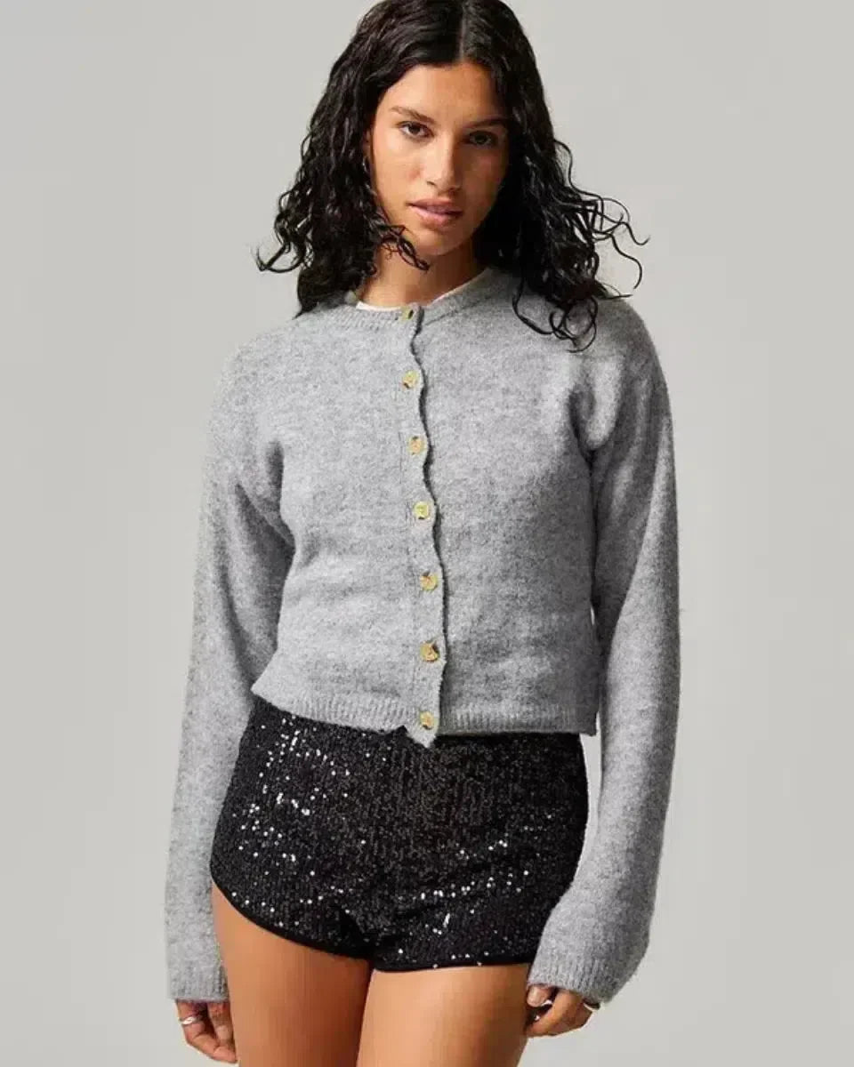 Selora – Sequin details – Velvet party shorts-15140932977024-Santi Vento Atelier