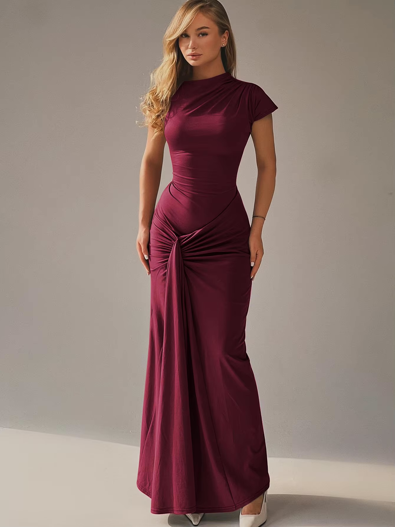 Seraphina – Elegant draped design – Maxi dress-15139767353728-Santi Vento Atelier