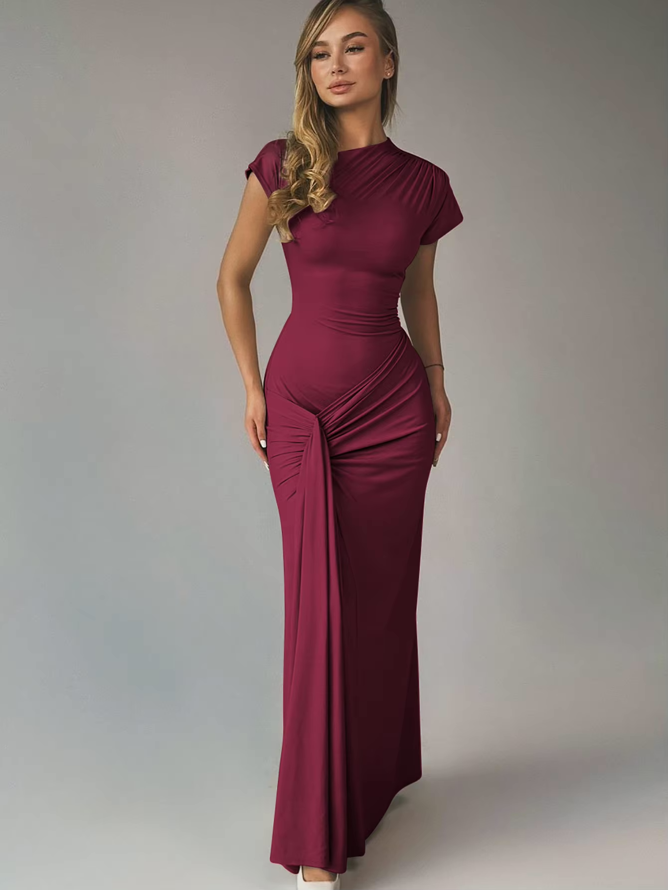 Seraphina – Elegant draped design – Maxi dress-15139767353728-Santi Vento Atelier
