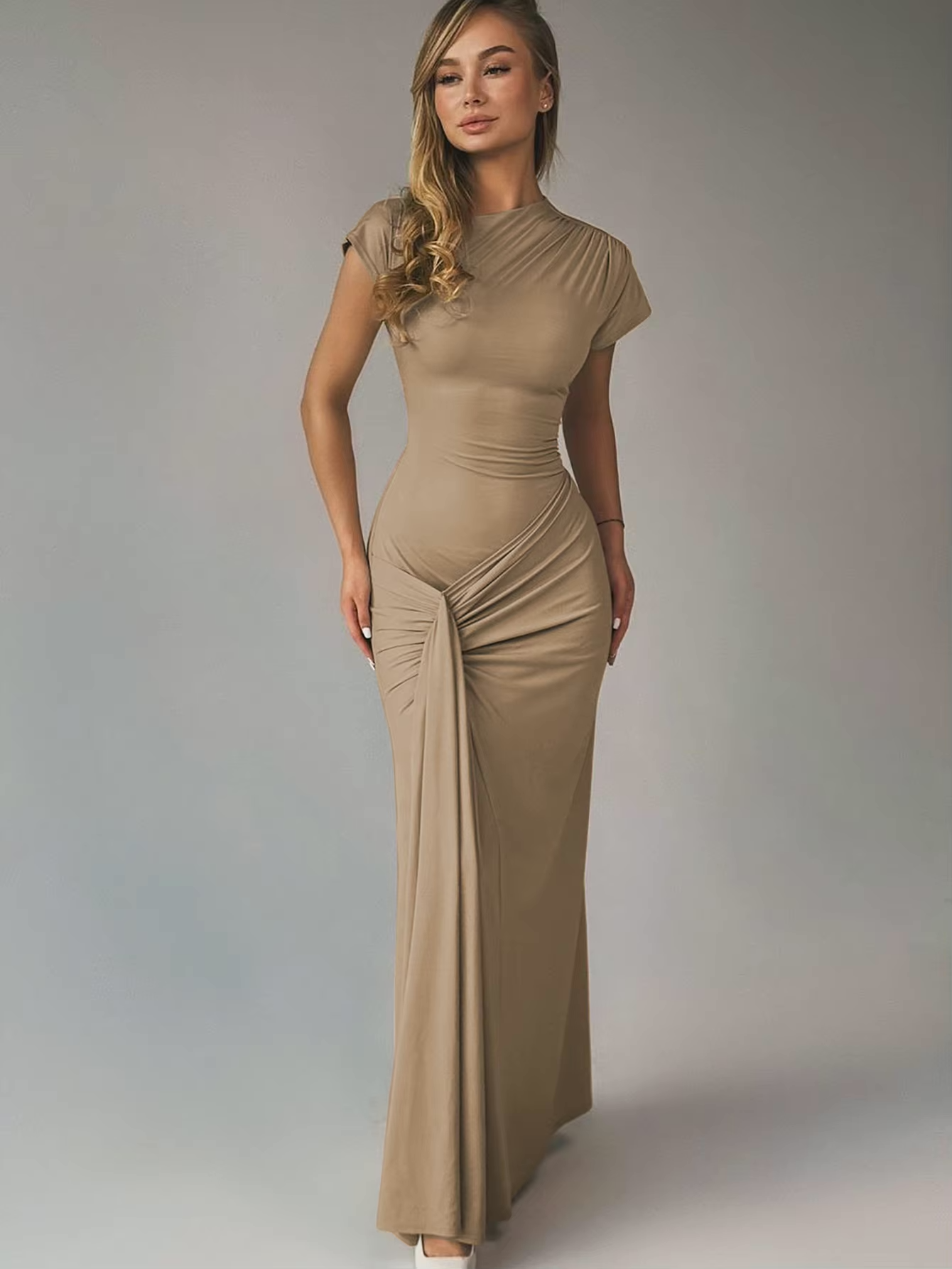 Seraphina – Elegant draped design – Maxi dress-15139767353728-Santi Vento Atelier