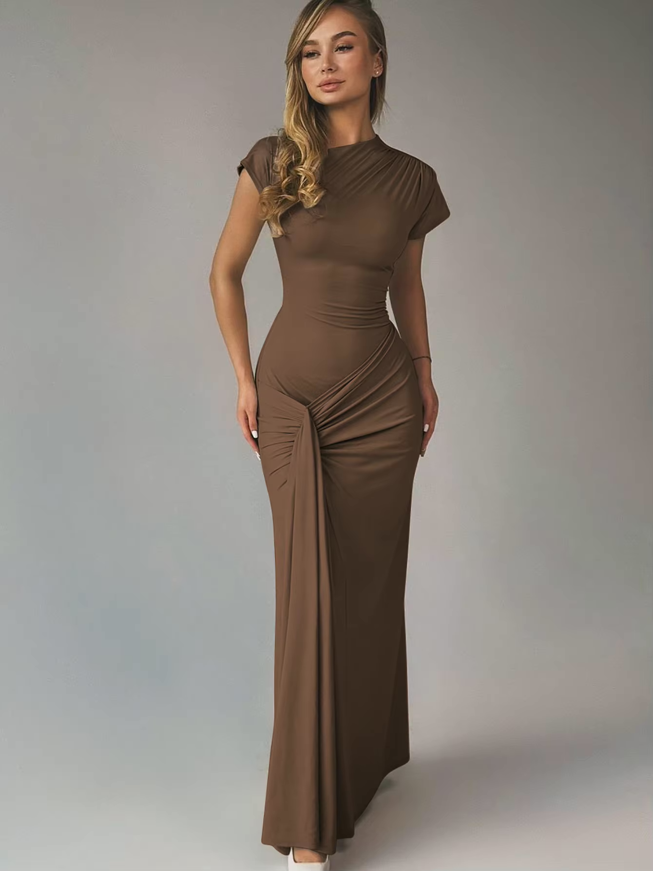 Seraphina – Elegant draped design – Maxi dress-15139767353728-Santi Vento Atelier