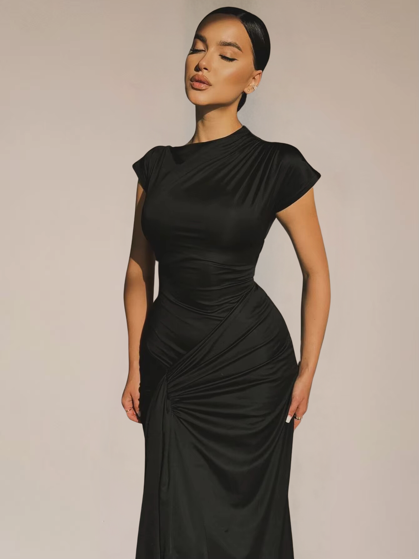 Seraphina – Elegant draped design – Maxi dress-15139767353728-Santi Vento Atelier