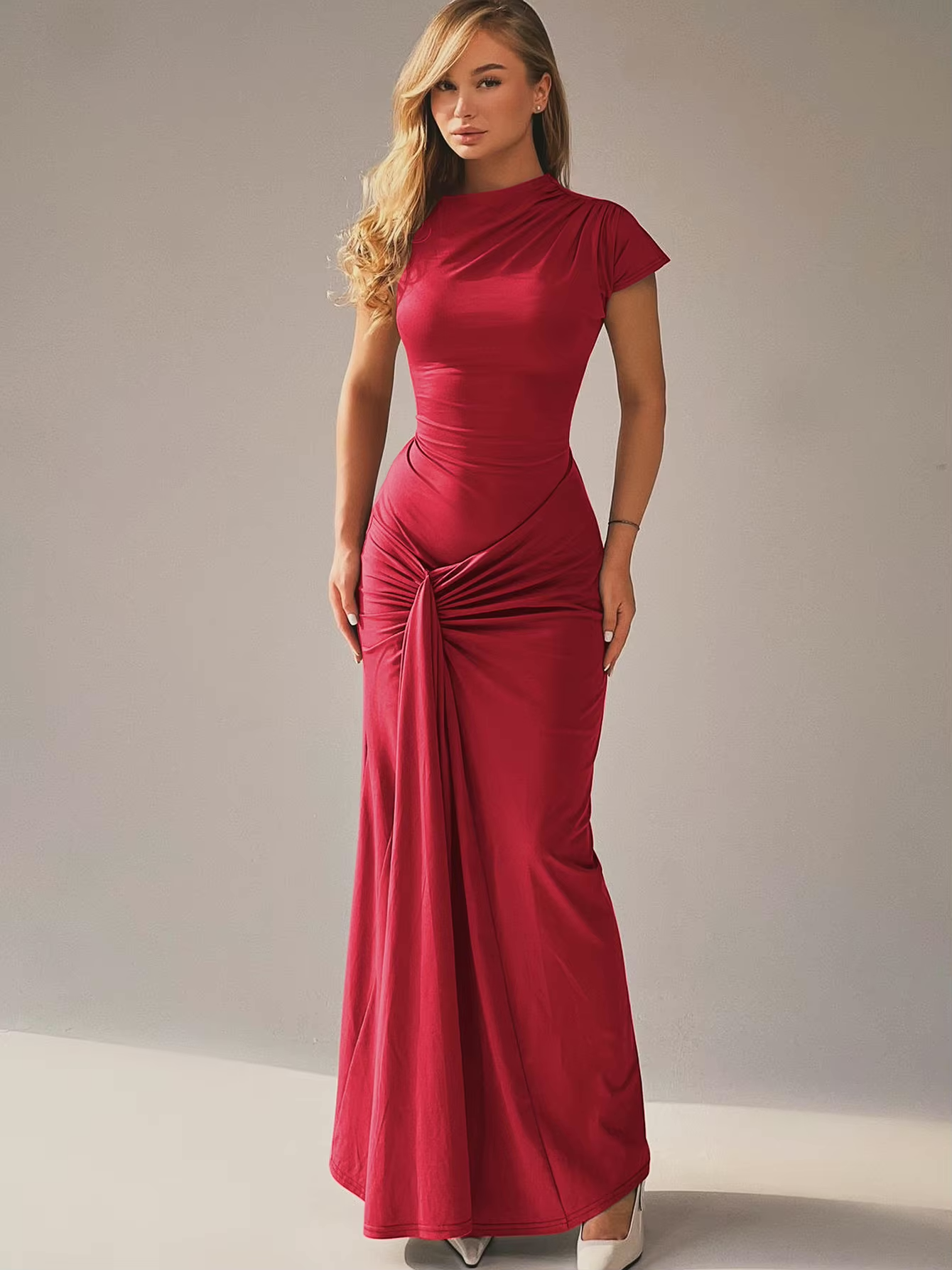 Seraphina – Elegant draped design – Maxi dress-15139767353728-Santi Vento Atelier