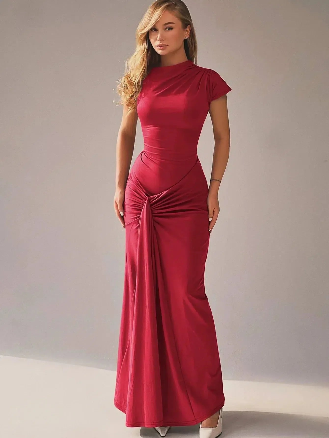 Seraphina – Elegant draped design – Maxi dress-15139767353728-Santi Vento Atelier