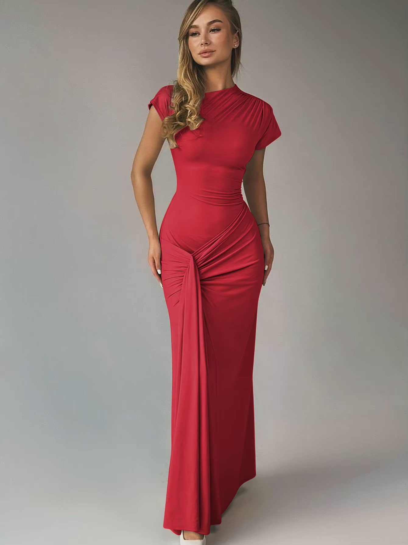 Seraphina – Elegant draped design – Maxi dress-15139767353728-Santi Vento Atelier