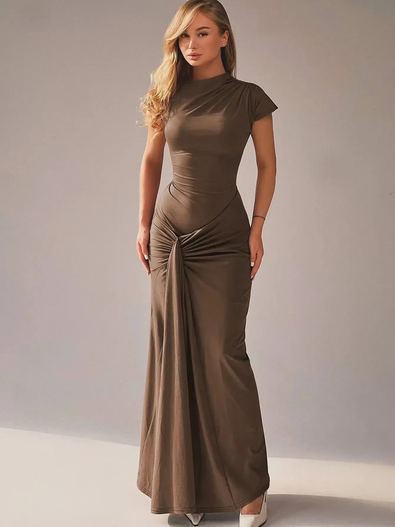 Seraphina – Elegant draped design – Maxi dress-15139767353728-Santi Vento Atelier
