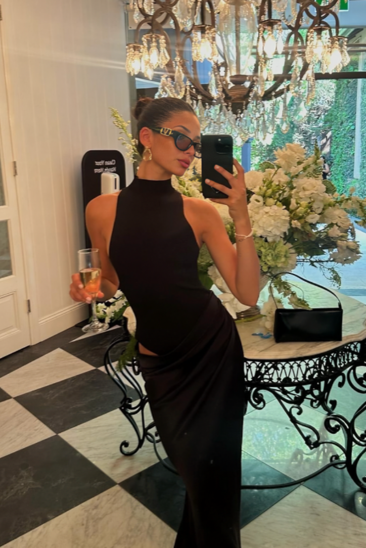 Serenelle – Cut-out contour – High neck satin gown-15151285436800-Santi Vento Atelier