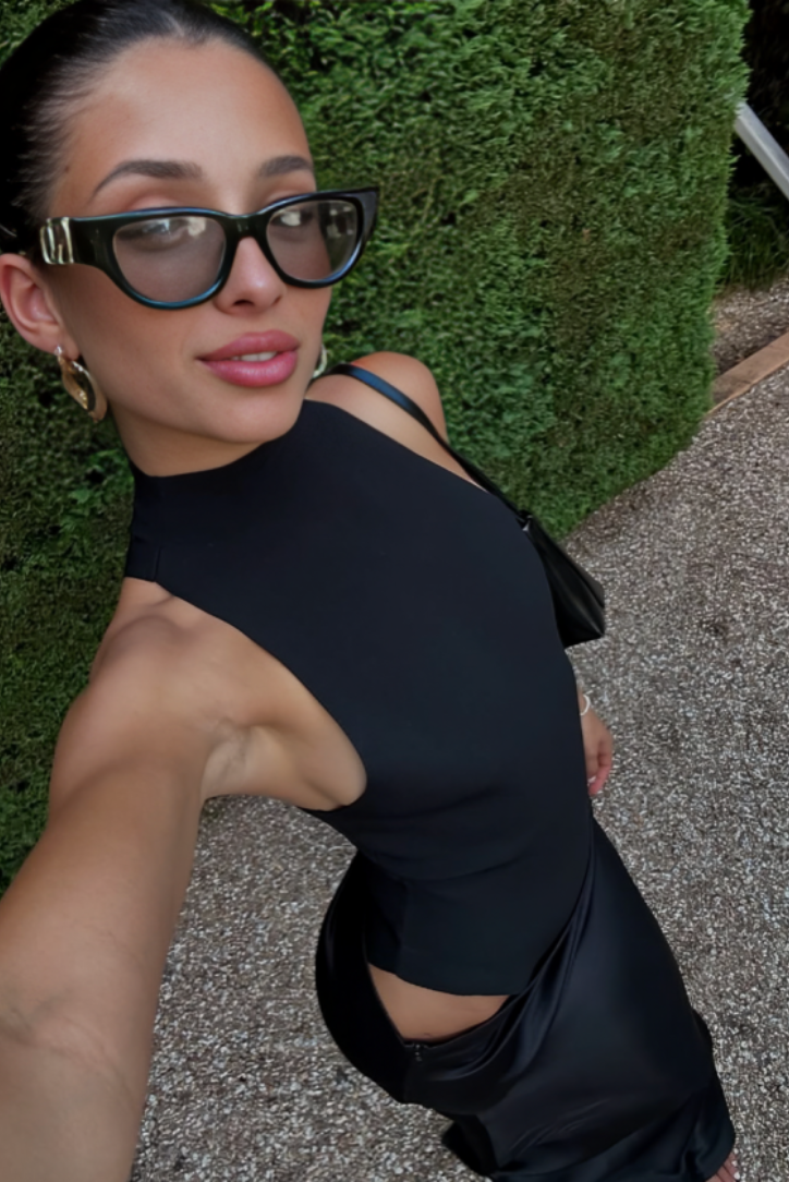 Serenelle – Cut-out contour – High neck satin gown-15151285436800-Santi Vento Atelier