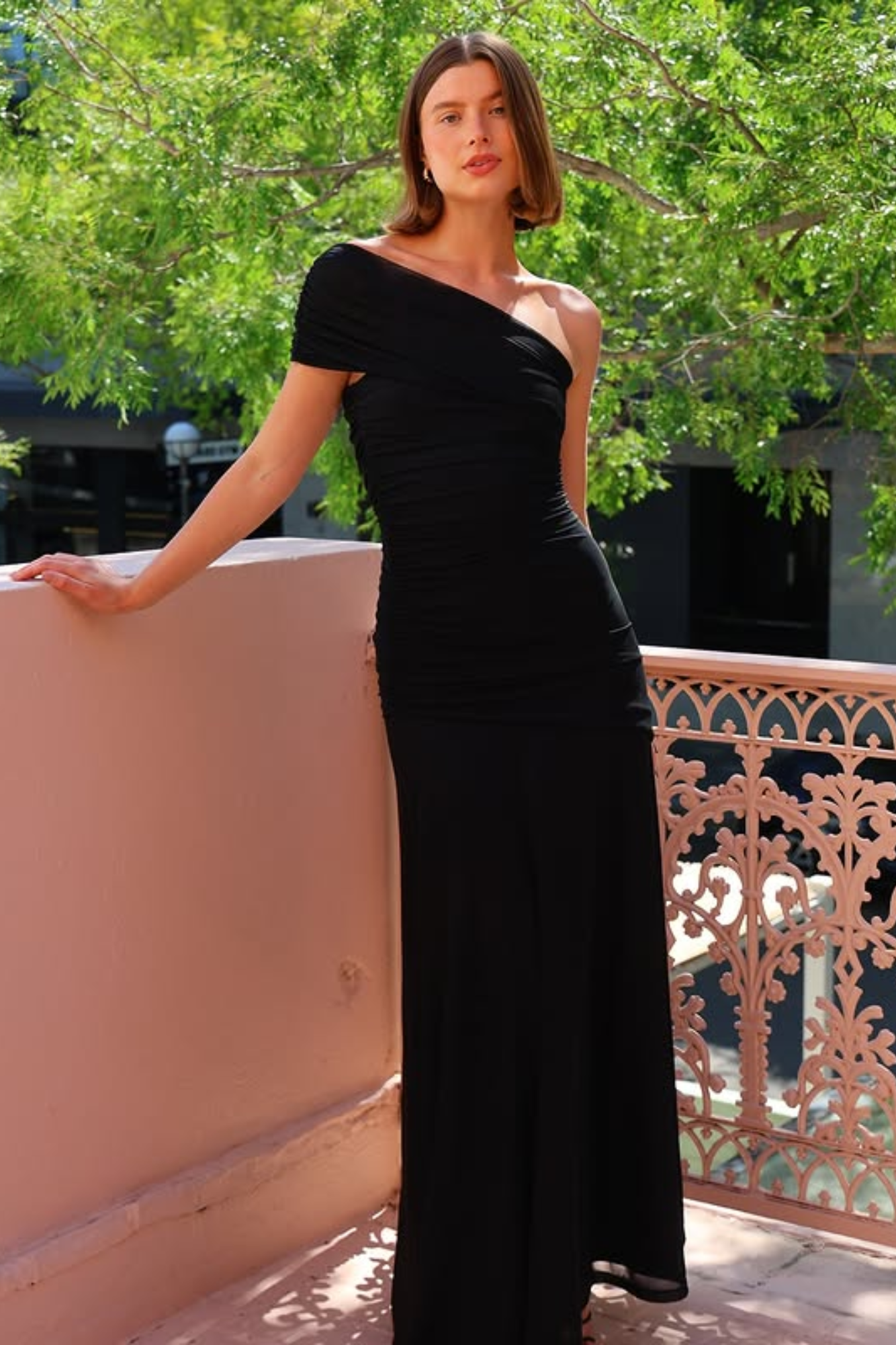 Sofia – Ruched mesh elegance – Maxi dress-15139768041856-Santi Vento Atelier