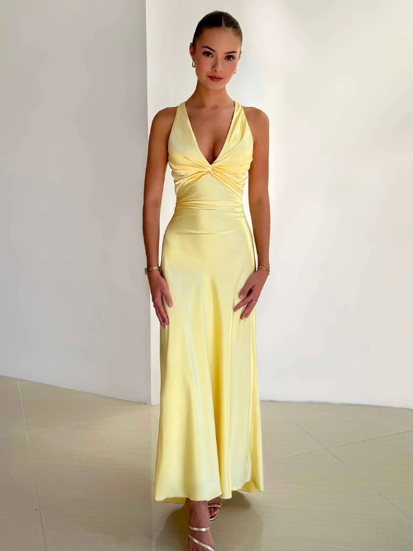 Solauré – Satin twist – Halter neck midi dress-15151291302272-Santi Vento Atelier