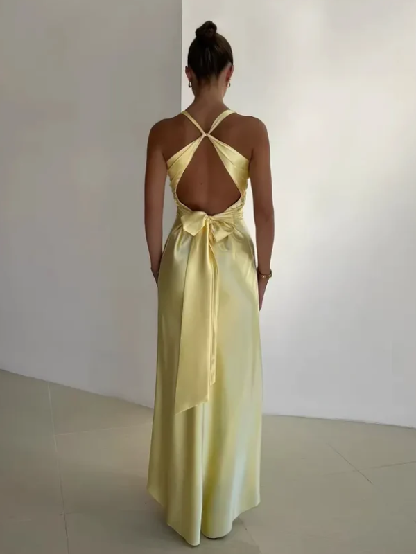 Solauré – Satin twist – Halter neck midi dress-15151291302272-Santi Vento Atelier