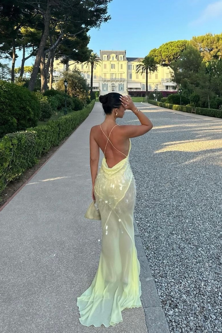 Solea – Sequin feathered texture – Maxi dress-15139766862208-Santi Vento Atelier