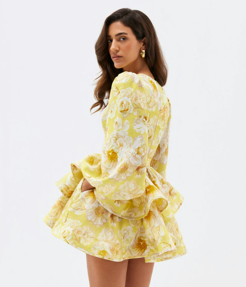 Soléanna – Baroque print – Tiered mini dress-15151055896960-Santi Vento Atelier