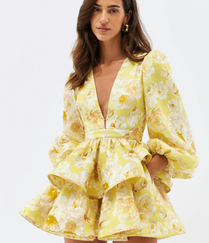 Soléanna – Baroque print – Tiered mini dress-15151055896960-Santi Vento Atelier