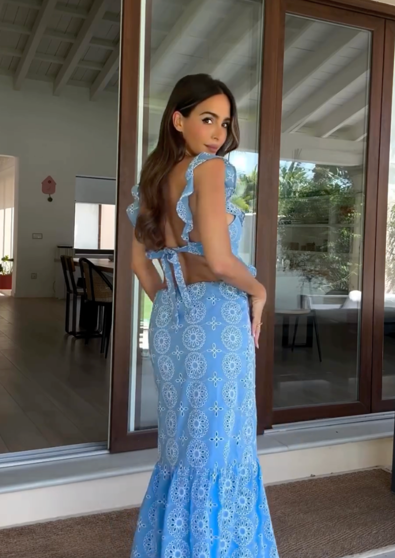 Solenca – Embroidered cut-out – Ruffle hem midi dress-15151285109120-Santi Vento Atelier