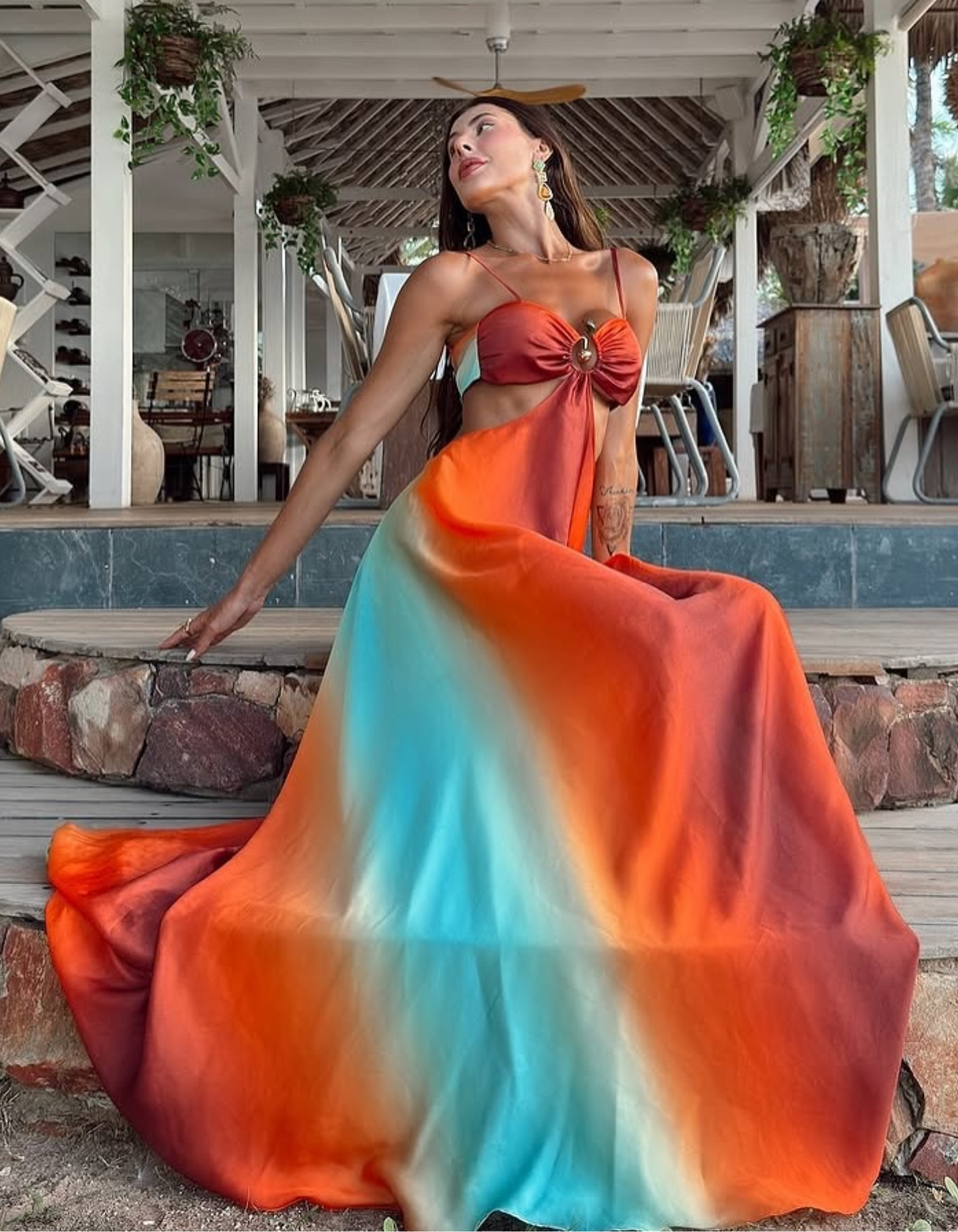 Solmarisse – Ombre cut-out – Maxi beach dress-15151283798400-Santi Vento Atelier