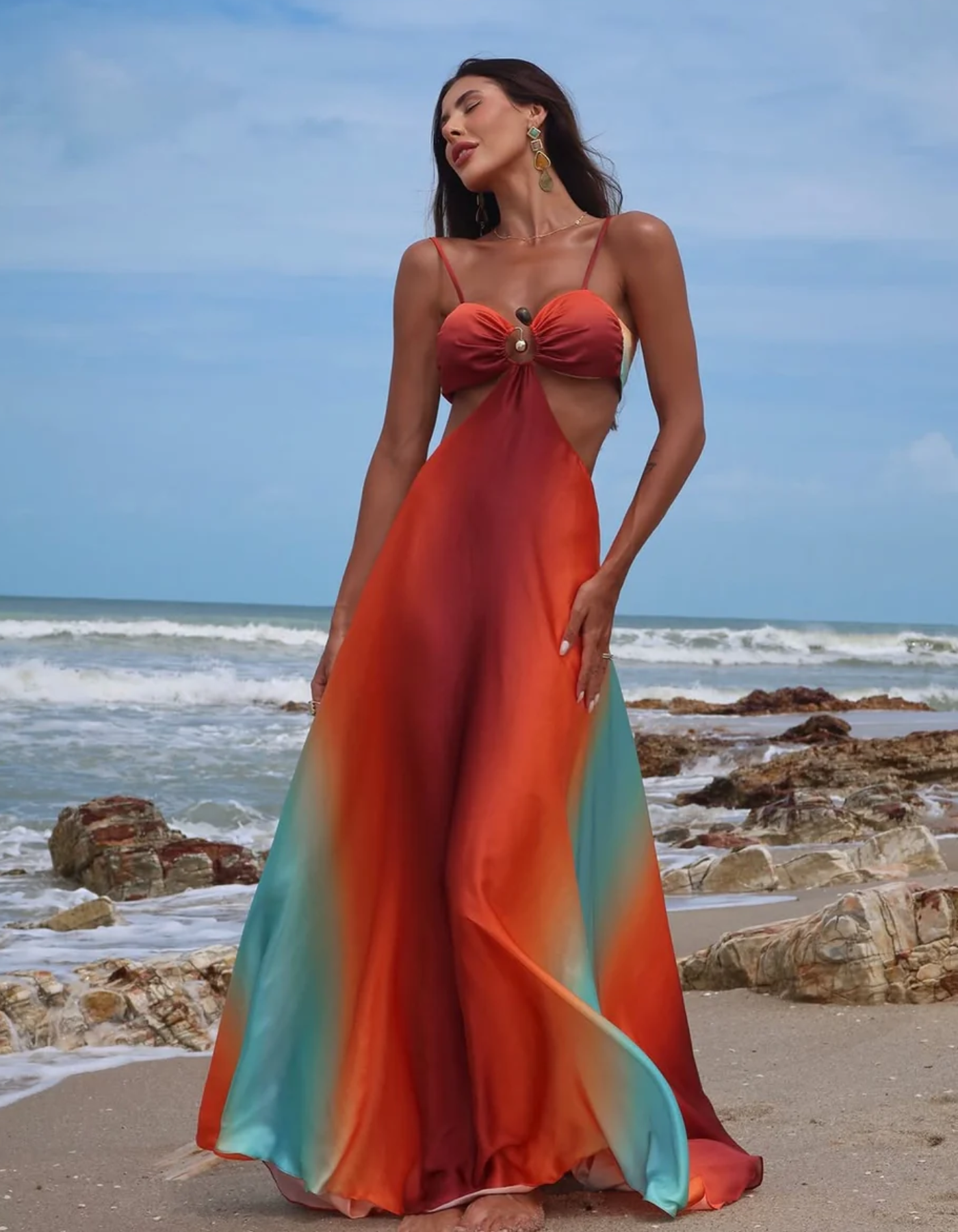 Solmarisse – Ombre cut-out – Maxi beach dress-15151283798400-Santi Vento Atelier