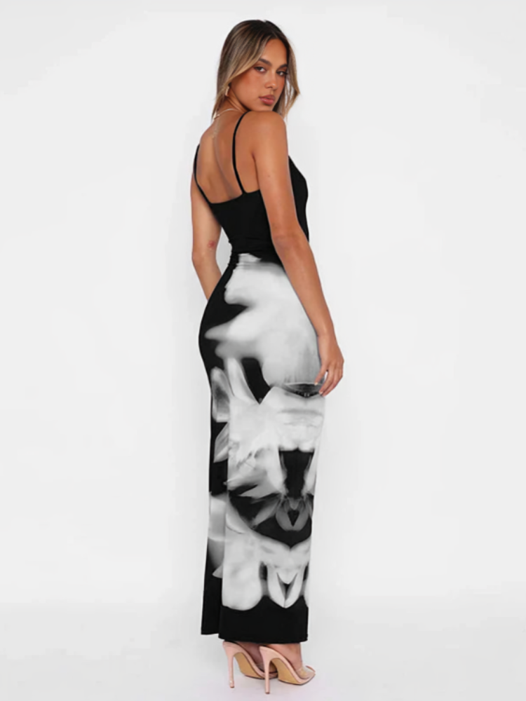 Suzanne – Abstract bloom – Bodycon maxi dress-15148418695552-Santi Vento Atelier