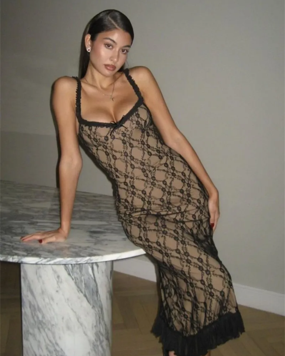 Sylphéa – Sweetheart neckline – Lace midi dress-15139771154816-Santi Vento Atelier