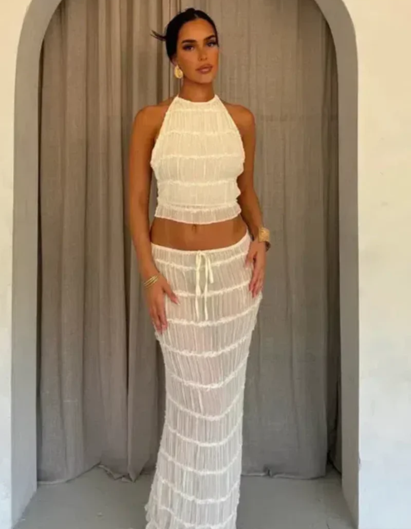 Umberta – Effortless elegance – Ruffled two-piece set-15140857577856-Santi Vento Atelier