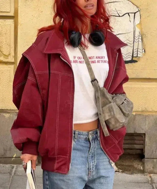 Valentina – Glossy vegan leather – Bomber jacket-15137995751808-Santi Vento Atelier