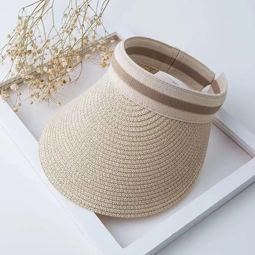 Valine – Sporty stripe – Straw sun visor-15145722773888-Santi Vento Atelier