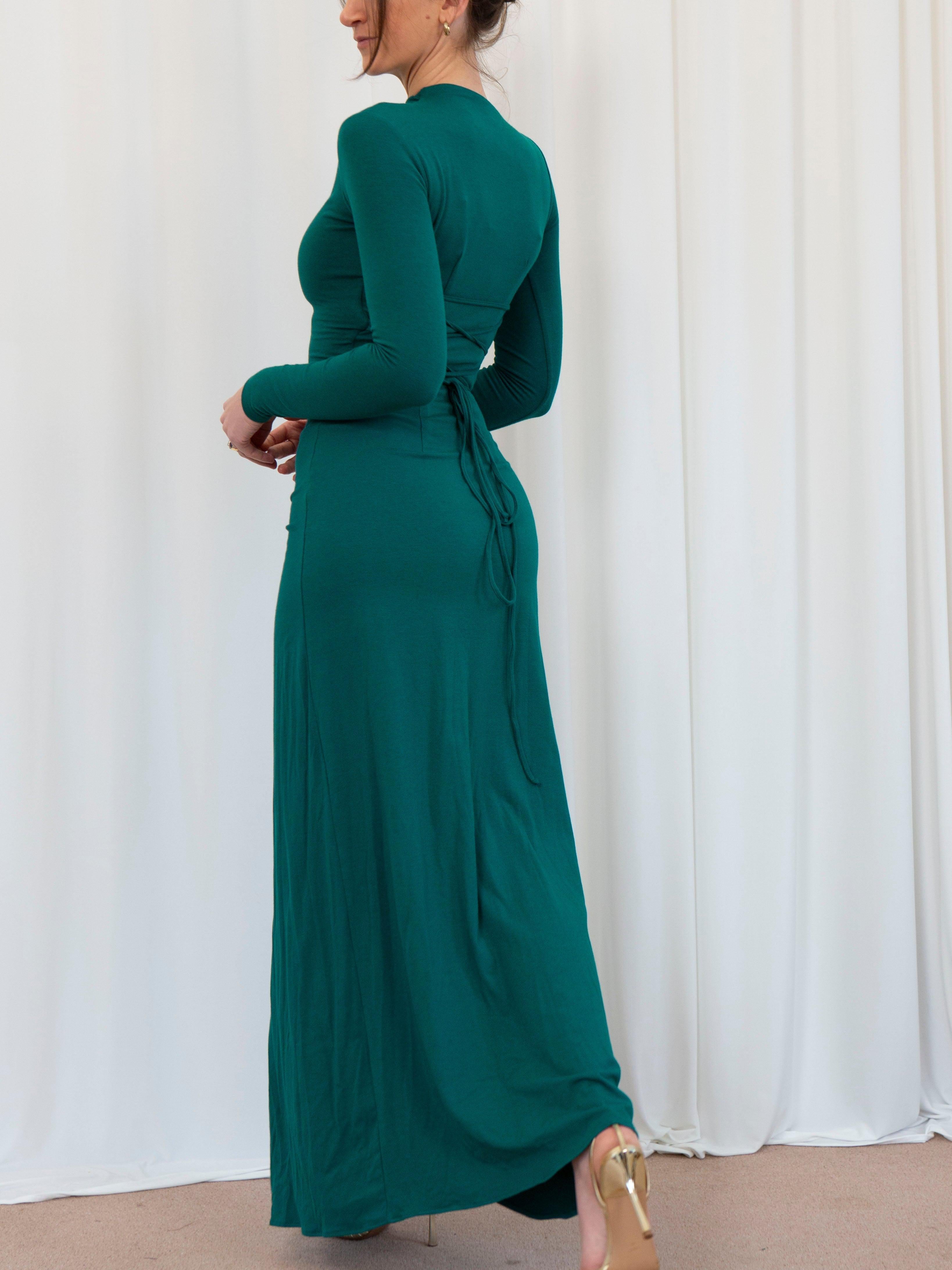 Veneta – Draped elegant stretch – Long-sleeve gown-15139743564160-Santi Vento Atelier