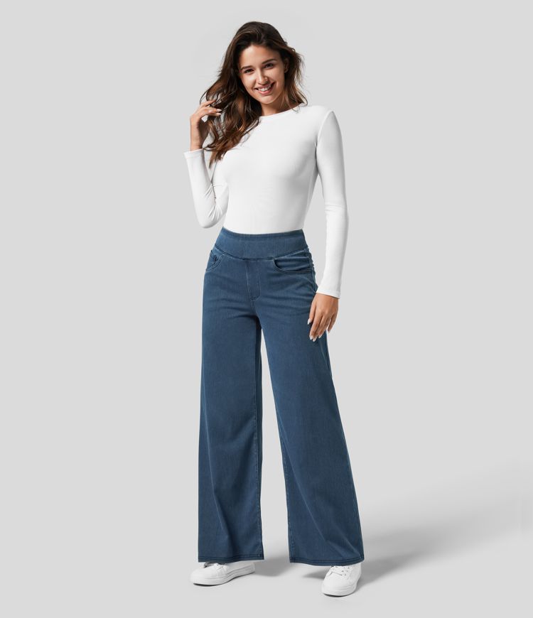 Verenza – High waist comfort – Wide leg jeans-15150411121024-Santi Vento Atelier